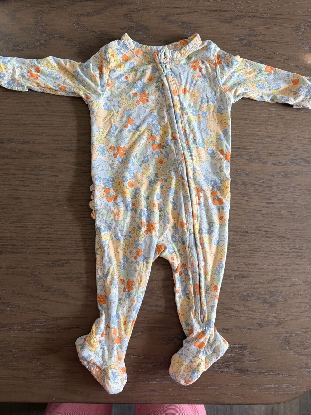 Floral Footed Baby One-Piece Sleeper - Orange & Yellow Floral